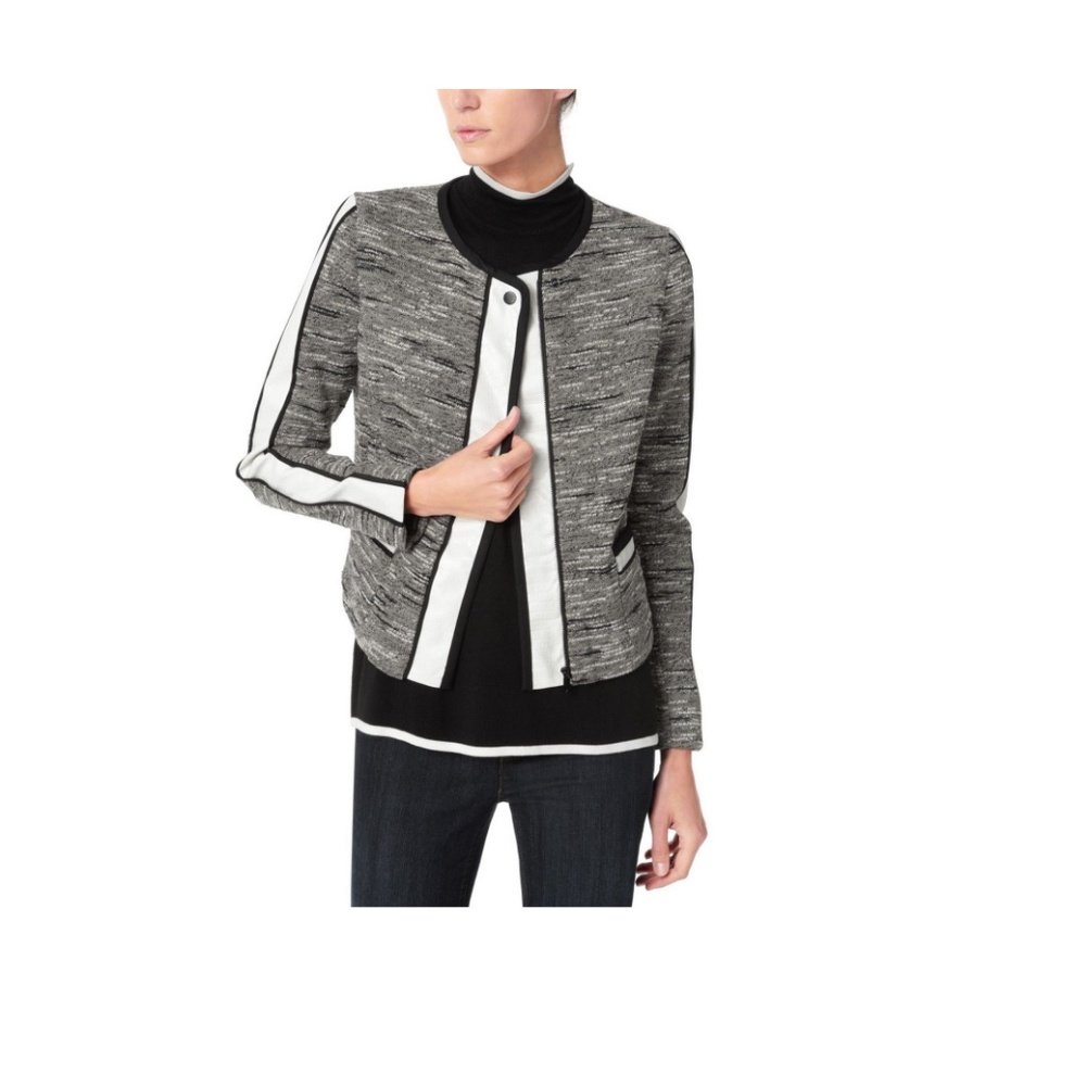 Jones New York Women's Gray Tweed Moto Jacket